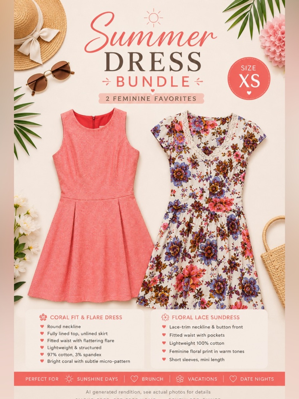 Feminine Summer Dress Bundle | XS | Fit & Flare + Floral Sundress ☀️🌸